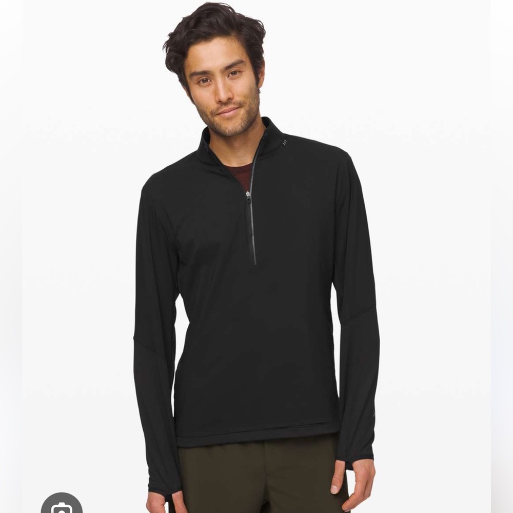 Lululemon • EUC Men’s Cold Terrain 1/2 Zip Hoodie in Black Large